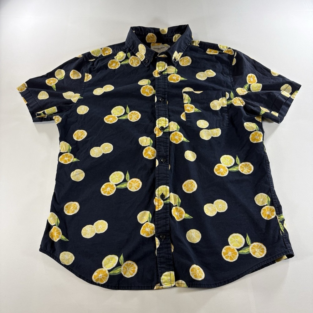 Goodfellow & Co Men's Large Slim Fit Citrus Lemon Orange Print Button Shirt L - Picture 1 of 5